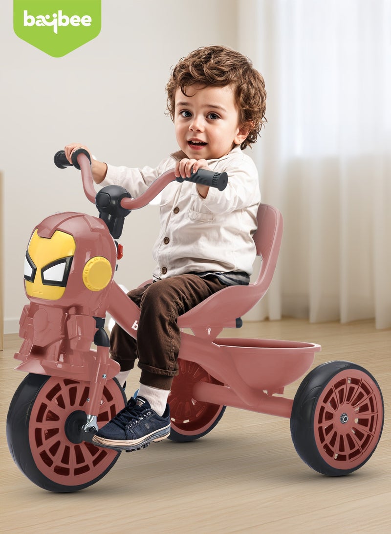 BAYBEE Blaze Baby Tricycle for Kids, Smart Plug n Play Kids Cycle with Music, Light, High backrest & Rear Storage Baskets | Kids Tricycle | Baby Cycle for Kids 2 to 5 Years Boy Girl Pink - Image 3
