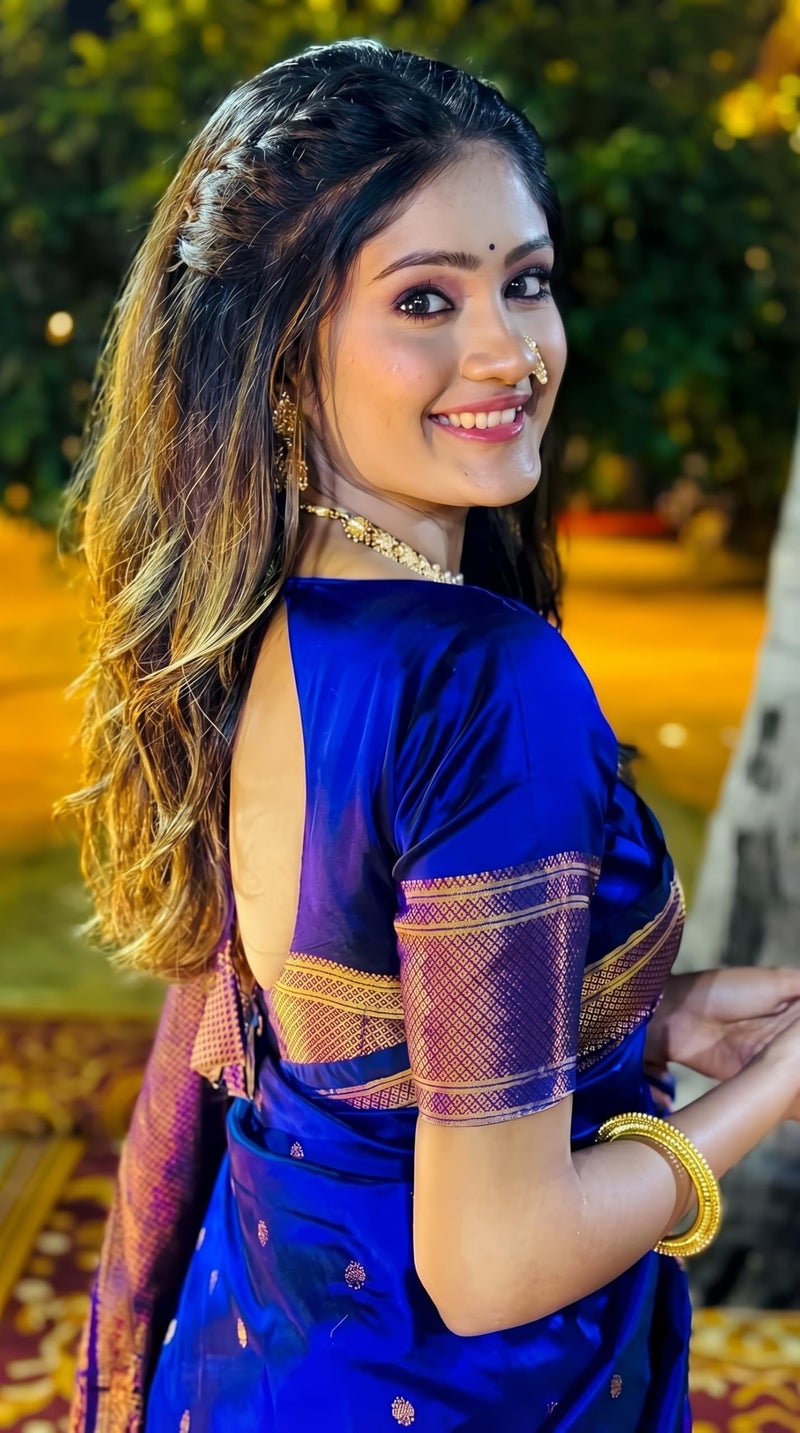 C J Enterprise Women's Banarasi Saree Pure Kanjivaram Silk Saree Soft Design Wear Pattu Sarees Latest Cotton With Blouse Piece Kanchipuram for Wedding sadi new ladies 2025 (BS09) (Violet Blue) - Image 4