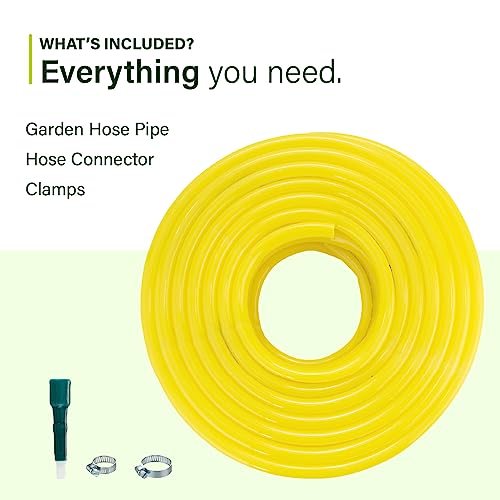 Garbnoire 30 Meter 0.5 Inch PVC Yellow Water Pipe| Lightweight, Durable & Flexible| Hose with Accessories Connector & Clamps| Watering Garden, Cleaning, Outdoor-Indoor Use (30 Meter (98.42 Feet)) - Image 2