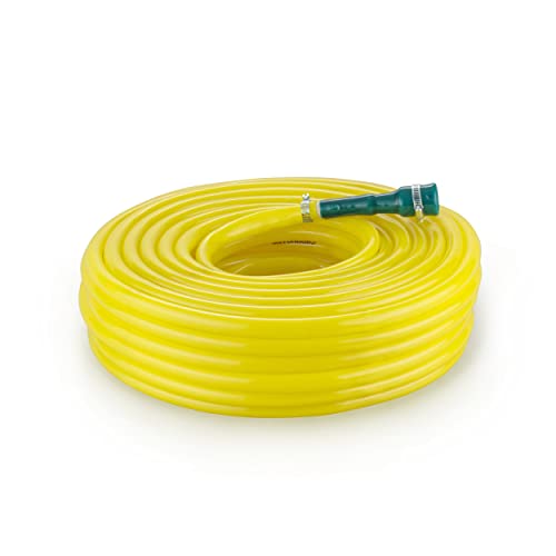 Garbnoire 30 Meter 0.5 Inch PVC Yellow Water Pipe| Lightweight, Durable & Flexible| Hose with Accessories Connector & Clamps| Watering Garden, Cleaning, Outdoor-Indoor Use (30 Meter (98.42 Feet)) - Image 1