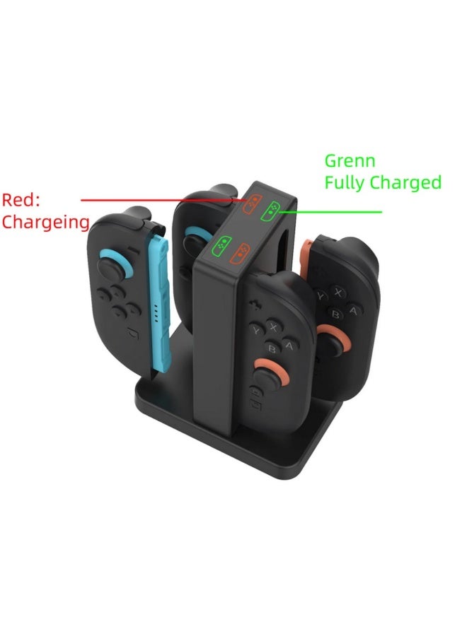 SKEIDO 4-in-1 Left and Right Handle Magnetic Charging Dock for Nintendo Switch 2 Joy Con Charging Station with LED Indicator & Buzzer -TNS-3192B - Image 3