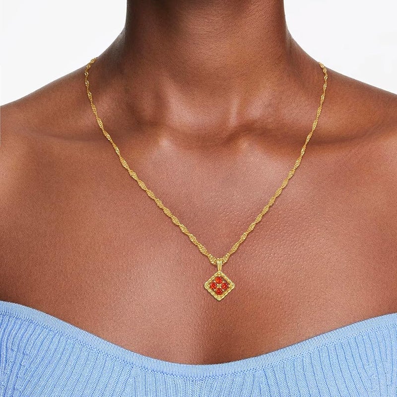 Treasure Bender Gold Birthstone Necklace for Women Dainty 18K Gold Plated Diamond Clover Pendant Necklace Non Tarnish Cubic Zirconia Flower Necklaces Birthday Gifts Jewelry for Women Wife Mom Her - Image 2