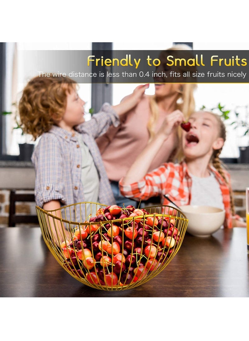 Captaintech Wire Fruit Basket, Fruit Bowl for Kitchen Counter, Wave Fruit Basket, Serving Bowl Wire Fruit Dish for Fruits and Veggies (Gold)  - Image 5