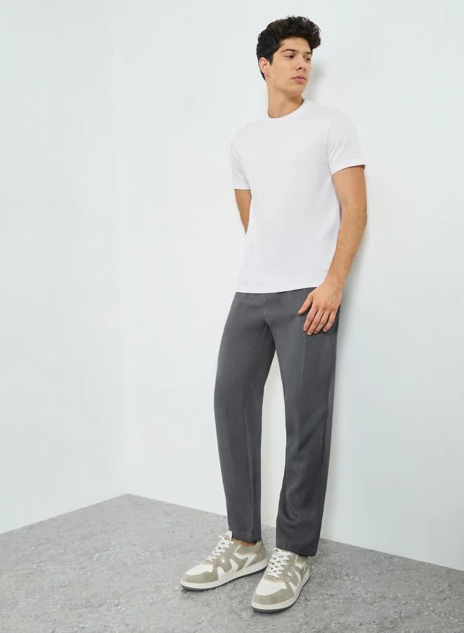 تايك تو Men Charcoal Slant Pocket Straight Leg Pants