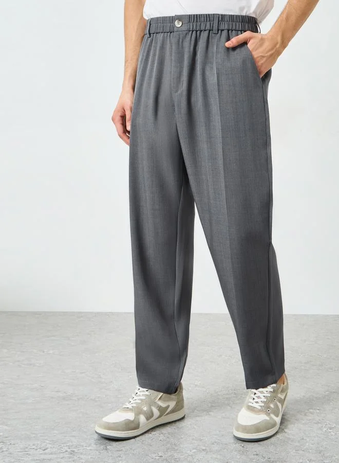 تايك تو Men Charcoal Slant Pocket Straight Leg Pants