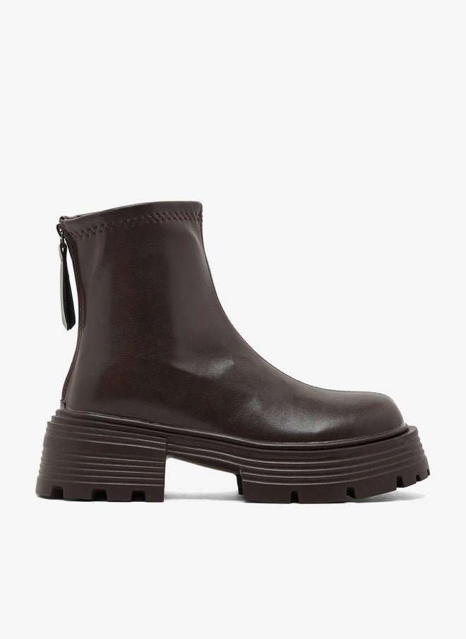 ELLA Chunky Ridge Sole Ankle Boots - Image 1