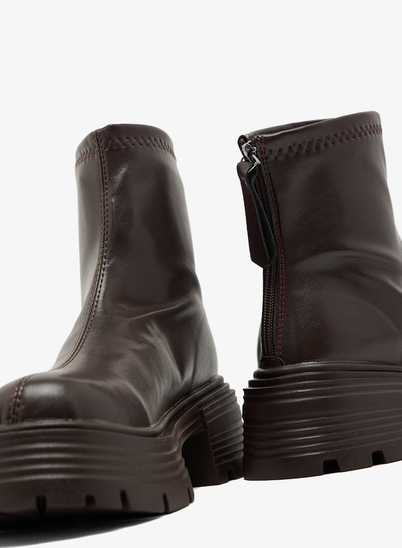 ELLA Chunky Ridge Sole Ankle Boots - Image 4