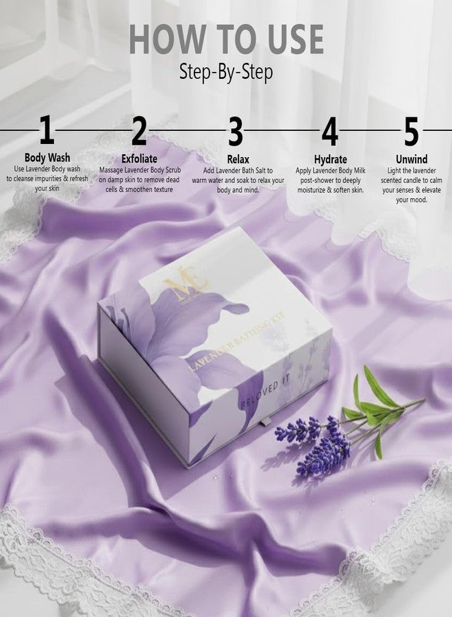 Miloe Miloé Lavender Bathing Kit 5 Pc Luxury Gift Set | Hydrating Aromatherapy Spa Set | Relaxing Home Pampering Kit for Women & Men | Ideal for Birthdays, Anniversary & Special Occasions | Korean Ingredients - Image 3