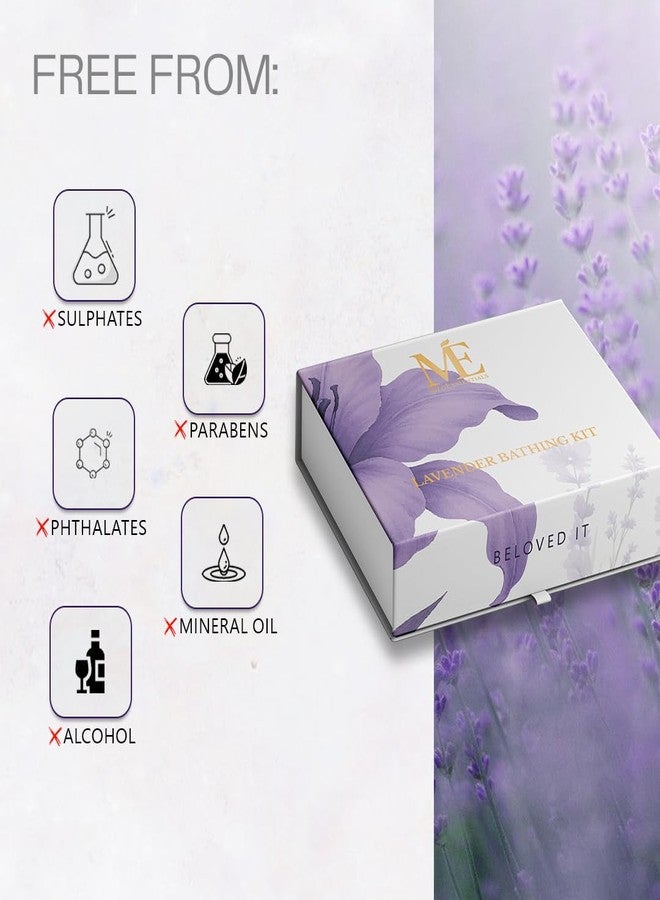 Miloe Miloé Lavender Bathing Kit 5 Pc Luxury Gift Set | Hydrating Aromatherapy Spa Set | Relaxing Home Pampering Kit for Women & Men | Ideal for Birthdays, Anniversary & Special Occasions | Korean Ingredients - Image 4