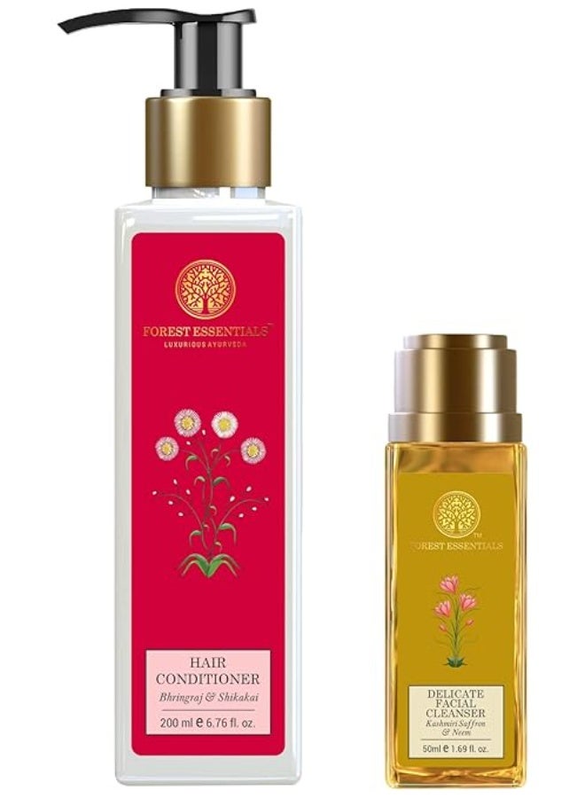 فورست اسينشالز بلسم شعر بحجم مناسب للسفر من فوريست إسينشالز، بخلاصة البرينجراج والشيكاكاي، وغسول للوجه من فوريست إسينشالز - Image 1