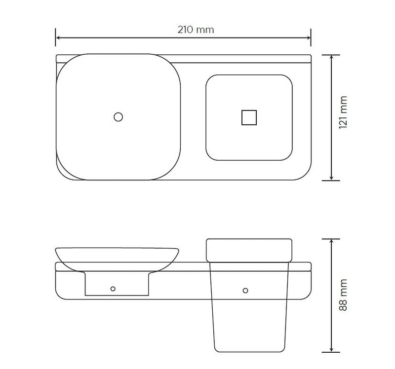 RAYNO Small Square Cup Soap Holder Soap Stand Soap Dish Wall Mounted Items for Bathroom Accessories Soap Dish with Glass Bathroom Accessories Set of 1 (with Screw) (White) - Image 2