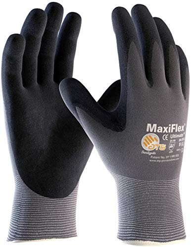 MaxiFlex 34-874 Ultimate Nitrile Grip Work Gloves, Large, 3 Pair - Image 1