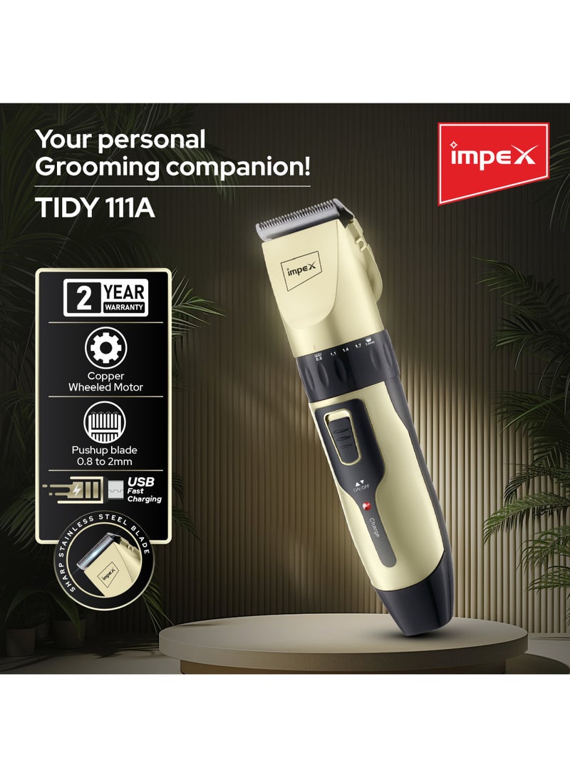 Impex Impex Trimmer And Professional Hair Clipper, Rechargeable Trimmer, USB Fast Charging, Sharp Stainless Steel Blade,4 Attached Clips, Push Up Blade (0.8-2mm), 60-90 Minutes Working Time - Image 2
