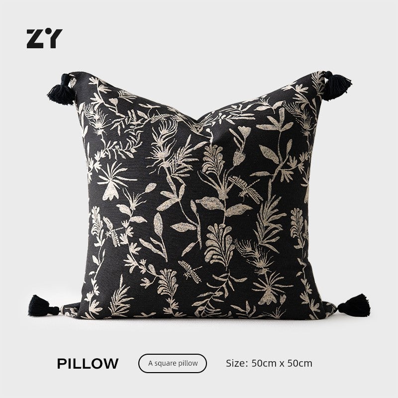 To Joy [Medieval Style] Retro Black and White Pillow Living Room Sofa Pillow Homestay Bedroom Backrest Waist Pillowcase - Image 3