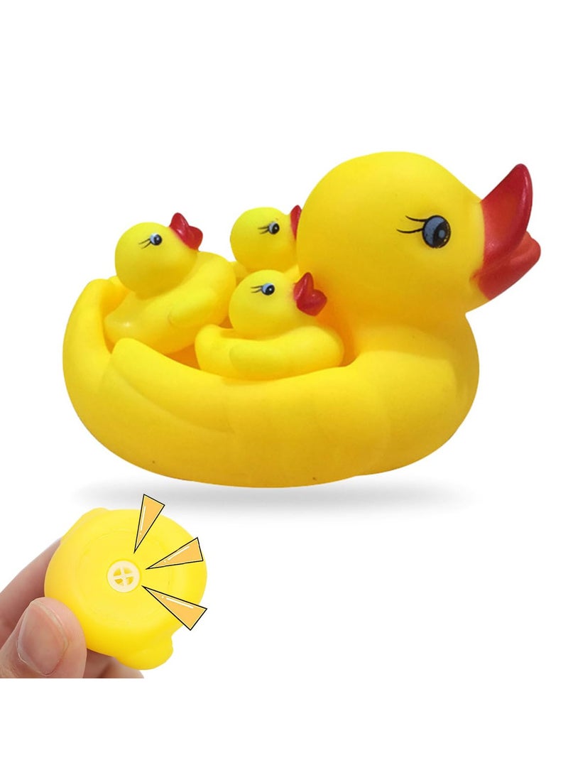 VIUAUAX مجموعة ألعاب استحمام على شكل بطة من 4 قطع، ألعاب استحمام للأطفال على شكل بطة جميلة، ألعاب مائية ناعمة عائمة على شكل بطة، مجموعة ألعاب استحمام عائلية على شكل بطة تطفو على الماء. - Image 1