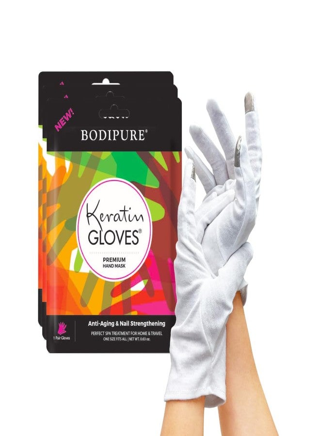 Bodipure Premium Hand Mask Keratin Gloves 3pk of Moisturizing Gloves for Dry Cracked Hands Plus Touchscreen White Cotton Gloves 1pk for Dry Hands to Fully Absorb The Cream. - Image 1
