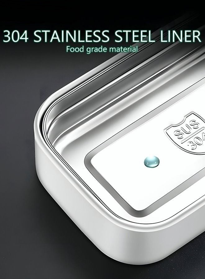 ميكسد كبير قدرة الفولاذ المقاوم للصدأ مربع الغداء للطلاب ، مع أدوات المائدة وأكياس العزل الحراري - Image 5