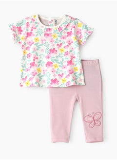 Tiny Hug Baby Girl Floral Print T-shirt and Leggings Set  - Image 1