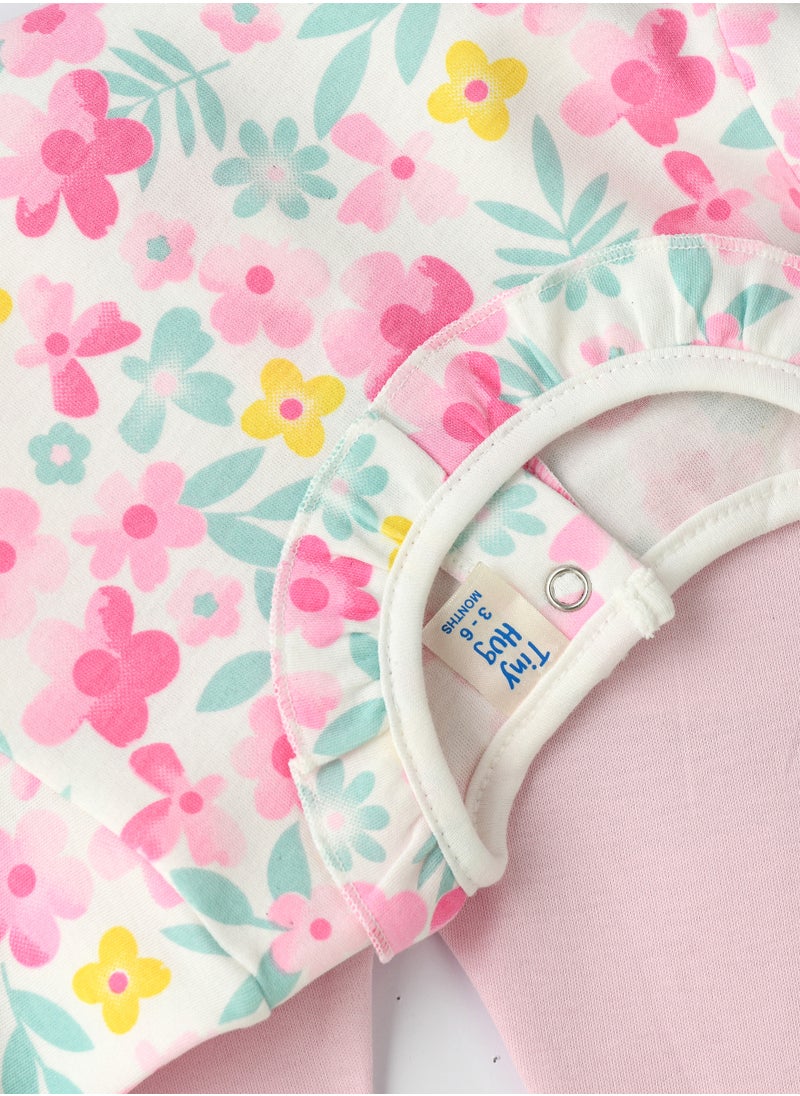 Tiny Hug Baby Girl Floral Print T-shirt and Leggings Set  - Image 4