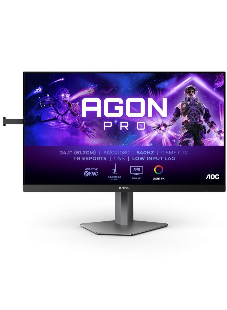 AOC 24.1" Inch Gaming Monitor Agon PRO (1920x1080) FHD, 540Hz Refresh Rate, 0.5ms Response Time, FreeSync Premium, G-Sync Comp., HDR400 (2xHDMI, DisplayPort, USB Hub) AG246FK | Black/Grey - Image 1