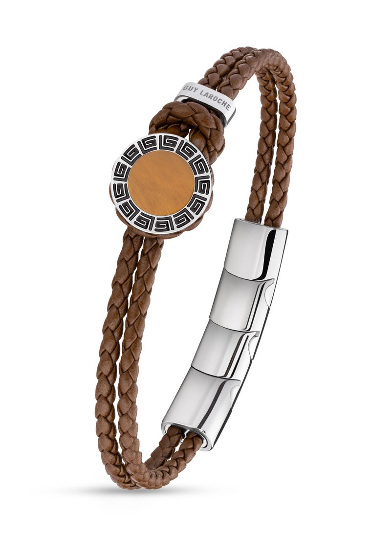 Guy Laroche - Marc Brown Braided Leather Bracelet - Image 1