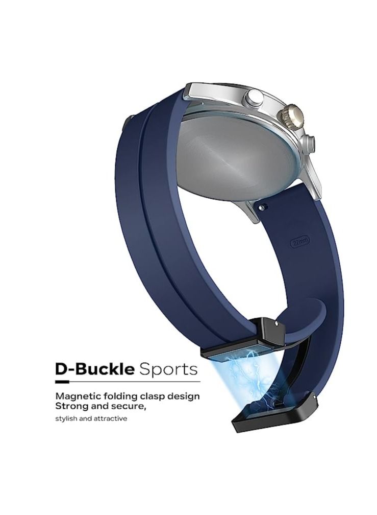 حزام من السيليكون 22 مللى  بإبزيم مغناطيسي قابل للطي   ازرق  هواواى جى تى 3 جى تى 2 جى تى 2برو جى تى 3 برو - Image 3