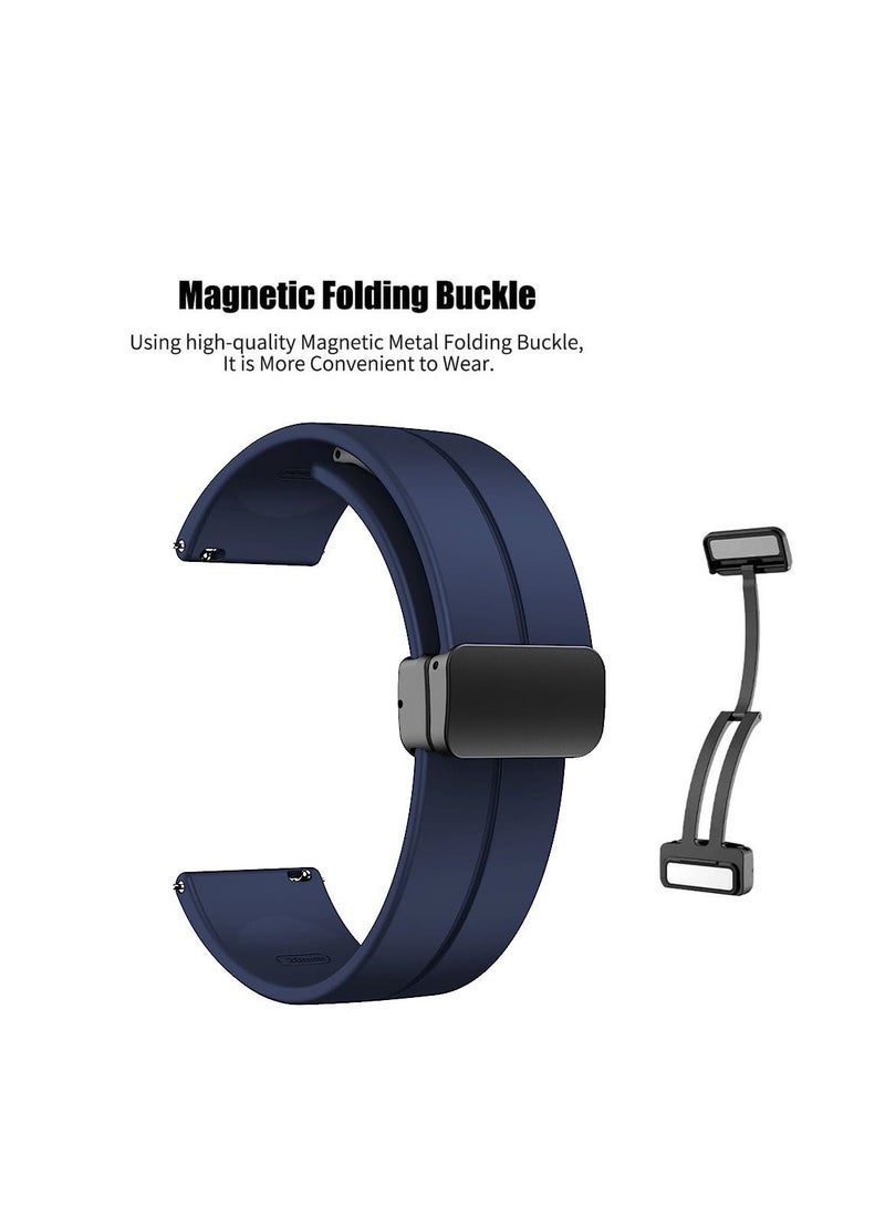 حزام من السيليكون 22 مللى  بإبزيم مغناطيسي قابل للطي   ازرق  هواواى جى تى 3 جى تى 2 جى تى 2برو جى تى 3 برو - Image 2