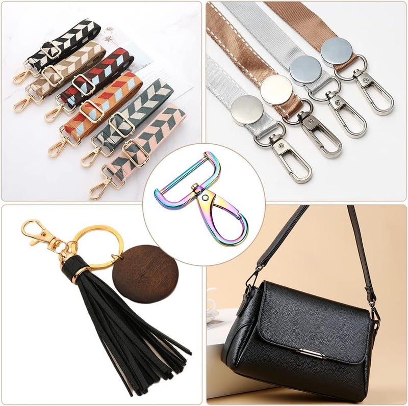 klarako 6pcs Metal Rainbow Swivel Lobster Clasp Claw, Detachable Colorful Swivel Lanyard Snap Hook with D Ring 1.2 Inch Trigger Push Gate Clip Keychain Purse Hardware for Strap Jewelry Crafts Dog Leash - Image 3