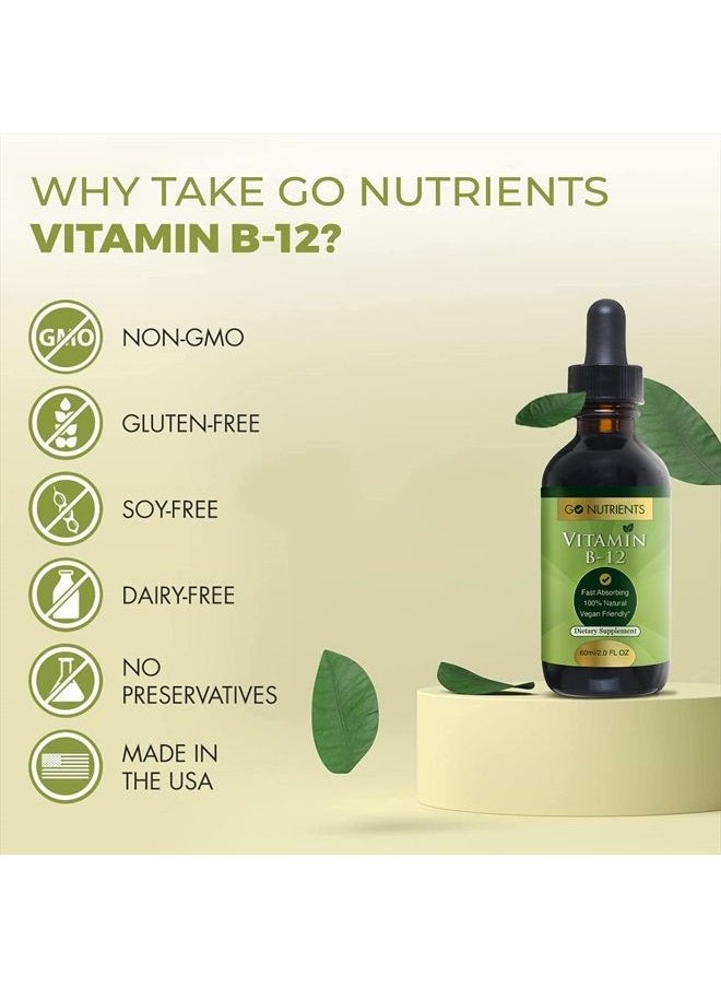 Vitamin B12 - Fast Absorbing B12 Vitamins, All Natural, Vegan Friendly B12 Sublingual Supplement with 3000 mcg Methylcobalamin, Organic Raspberry Flavor, 2 oz, 48 Servings