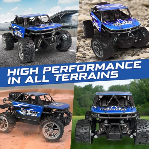 KIPA GAMING Remote Control Car Off-Road Monster Truck, 2.4GHz RC Racing Buggy, USB Rechargeable, Large All-Terrain Wheels (Dirt Tracker - Blue) - Image 4