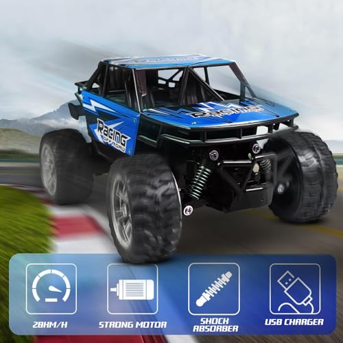 KIPA GAMING Remote Control Car Off-Road Monster Truck, 2.4GHz RC Racing Buggy, USB Rechargeable, Large All-Terrain Wheels (Dirt Tracker - Blue) - Image 2
