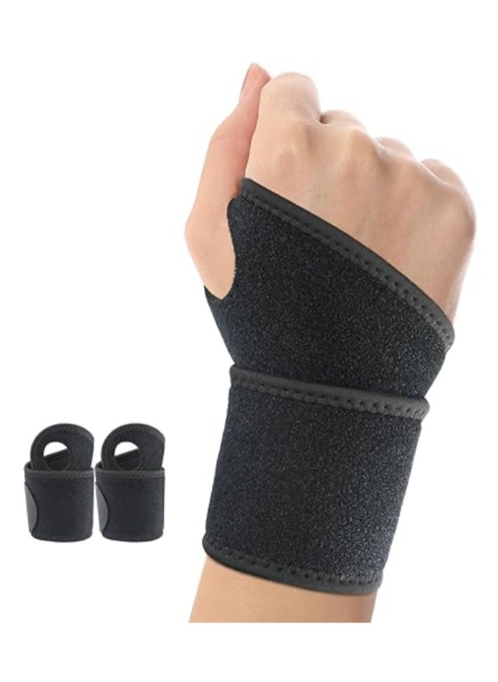 JoyousSto 2 Pack Wrist Support Braces, Adjustable Wrist Support, Fitness Weightlifting Wrist Straps 33x7.2x1cm (Black)  - Image 1