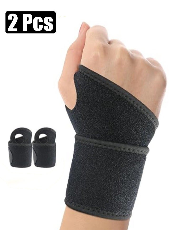 JoyousSto 2 Pack Wrist Support Braces, Adjustable Wrist Support, Fitness Weightlifting Wrist Straps 33x7.2x1cm (Black)  - Image 1