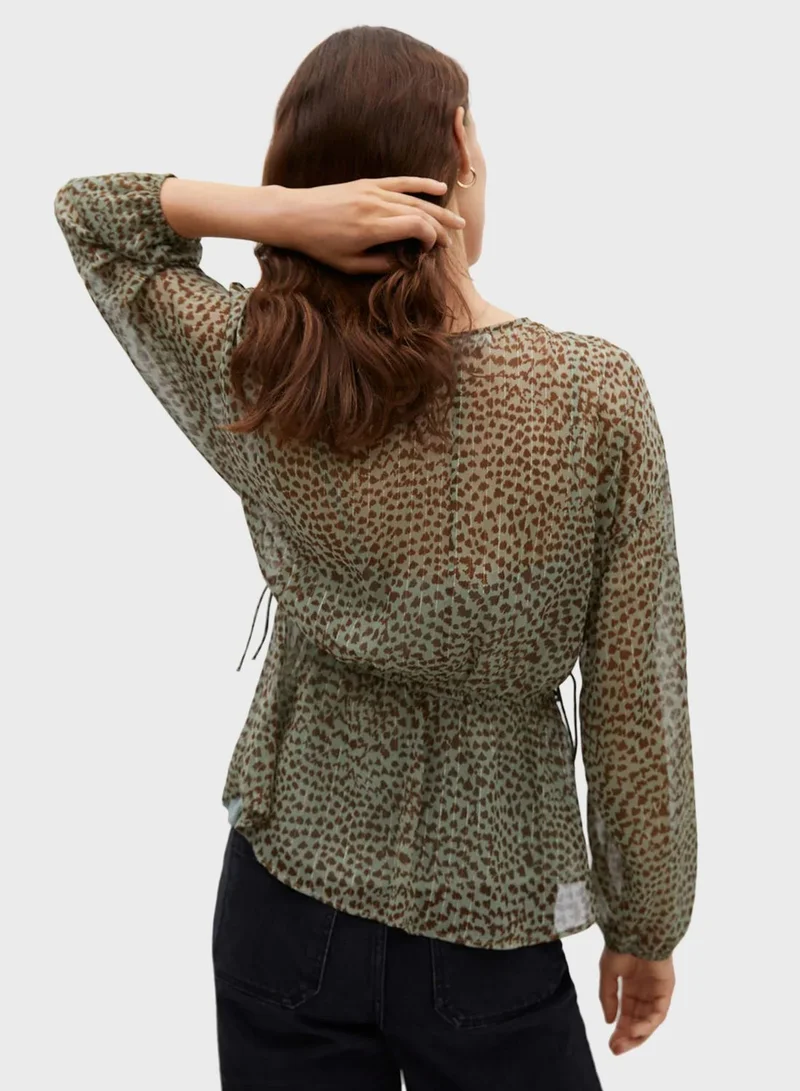 MANGO Printed Surplice Top