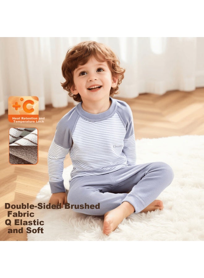 Babu Bean Kids Autumn Thermal Underwear Set Boys Girls Fleece Lined Warm Base Layer For Fall And Winter - Image 1
