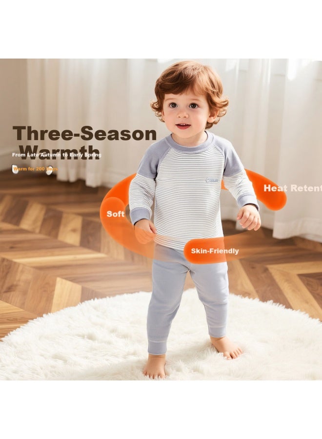 Babu Bean Kids Autumn Thermal Underwear Set Boys Girls Fleece Lined Warm Base Layer For Fall And Winter - Image 2