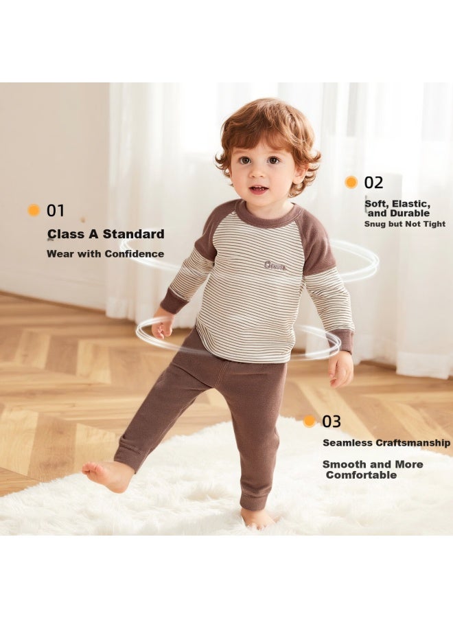 Babu Bean Kids Autumn Thermal Underwear Set Boys Girls Fleece Lined Warm Base Layer For Fall And Winter - Image 3