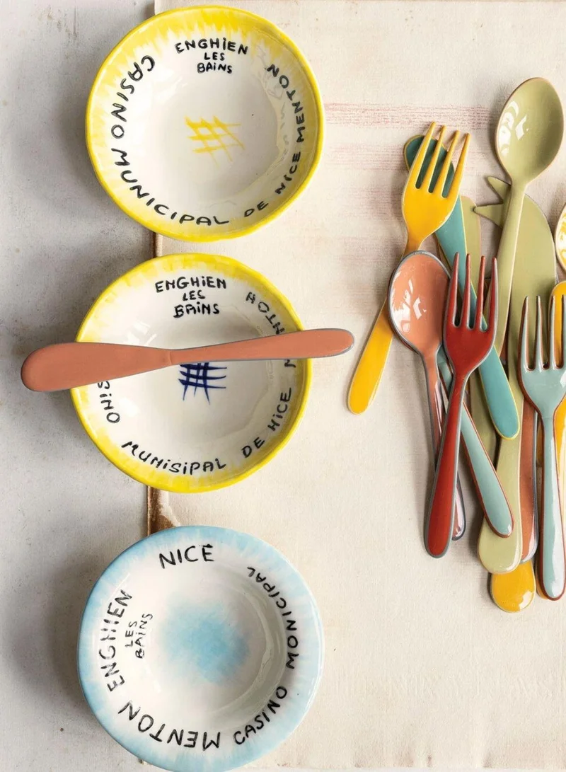 The Saffron Souk Vintage Reproduction Hotel Bowl with Decorative Artwork - Multicolor