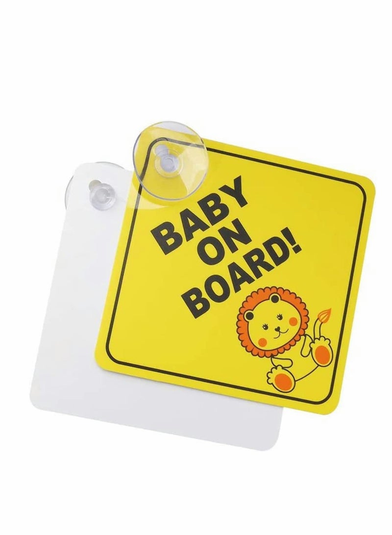 KASTWAVE Baby on Board Sticker, KASTWAVE 2 PCS Baby On Board Warning Signs with Suction Cups Baby on Board Sticker Sign for Car Warning Removable (4.72 x 4.72 inch)  - Image 2