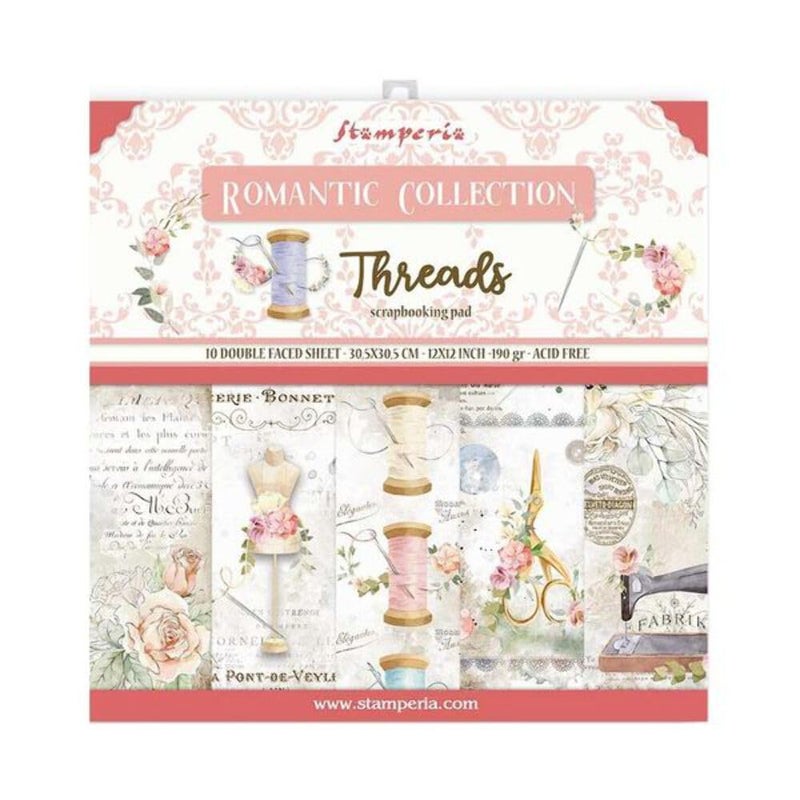 STAMPERIA International, KFT Stamperia-Scrapbooking Pad-Romantic Threads, Multicoloured, 12 x 12 inches - Image 4