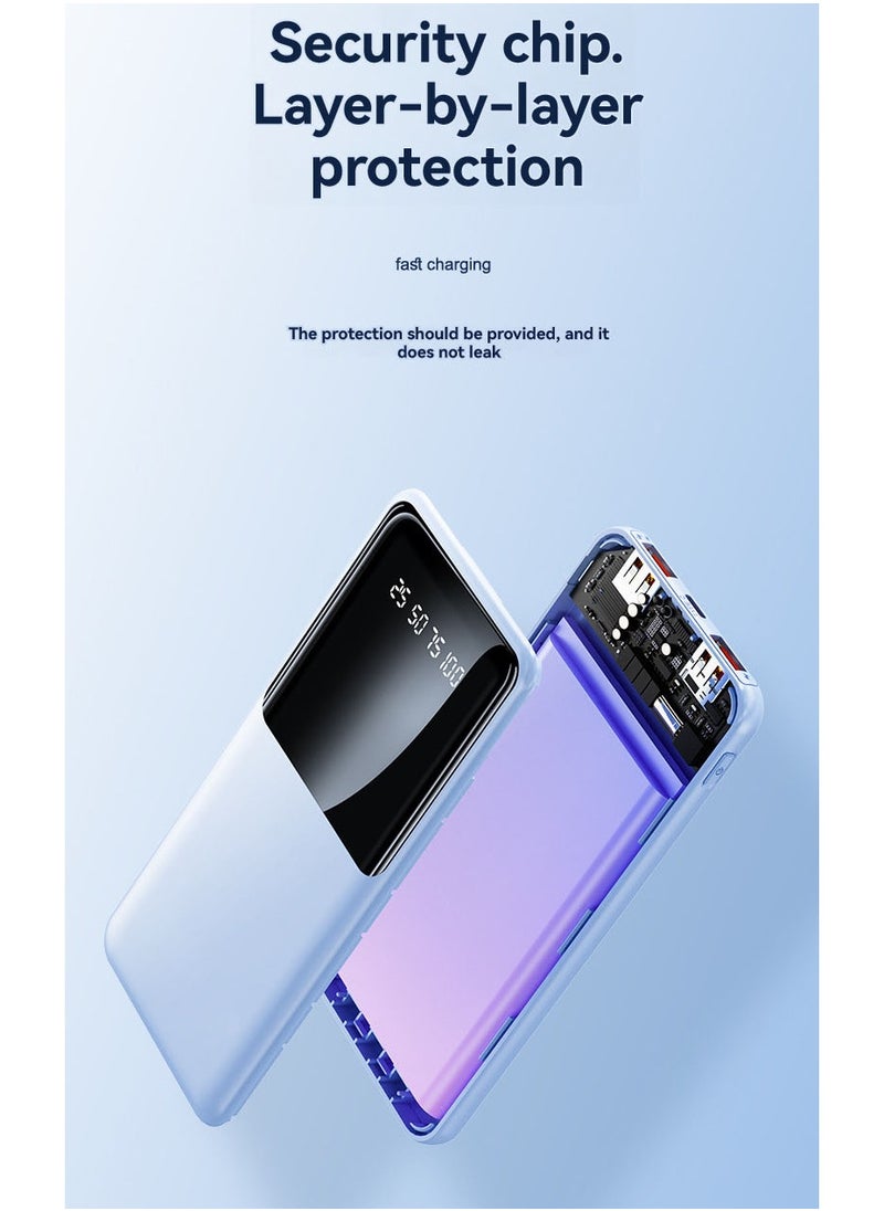 JEEJPV Power Bank 10000mAh Large Capacity Power Bank Portable Half Screen LED Display Comes with Cable White  - Image 3