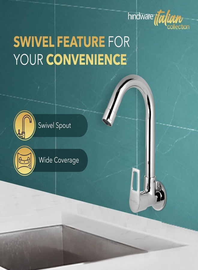 Hindware Italian Collection Aspiro Range F570023CP Kitchen Sink Tap with Swivel Spout | Wall Mounted | Made of Brass | Mirror-Like Finish - Image 4