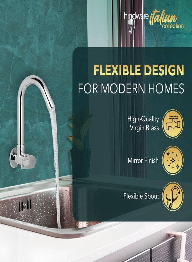 Hindware Italian Collection Aspiro Range F570023CP Kitchen Sink Tap with Swivel Spout | Wall Mounted | Made of Brass | Mirror-Like Finish - Image 2