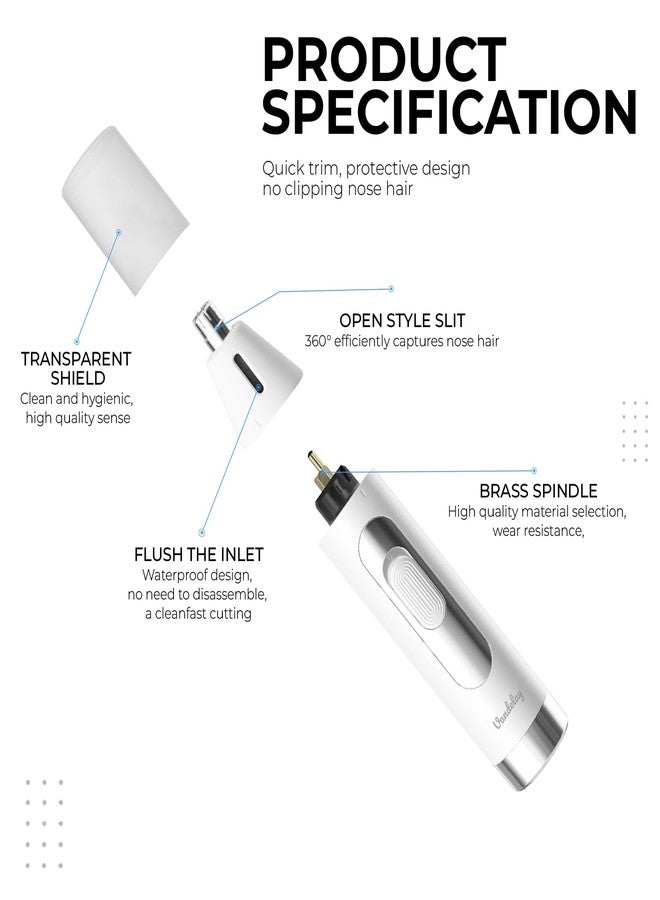 فاندلاي ماكينة تشذيب شعر الحواجب والأنف اللاسلكية 3 في 1 من فانديلاي | مزيل شعر الوجه | صغيرة الحجم، محمولة، منخفضة الضوضاء ومقاومة للماء | للرجال والنساء | تعمل بالبطارية بتصميم مريح | فرشاة تنظيف وبطاريات مرفقة. - Image 3