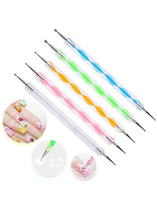 SHIVEXIM ® 5 pieces Nail Art Dotting Marbleizing Tool Pen for Nail Decoration Stamping (Multicolour) - Image 2