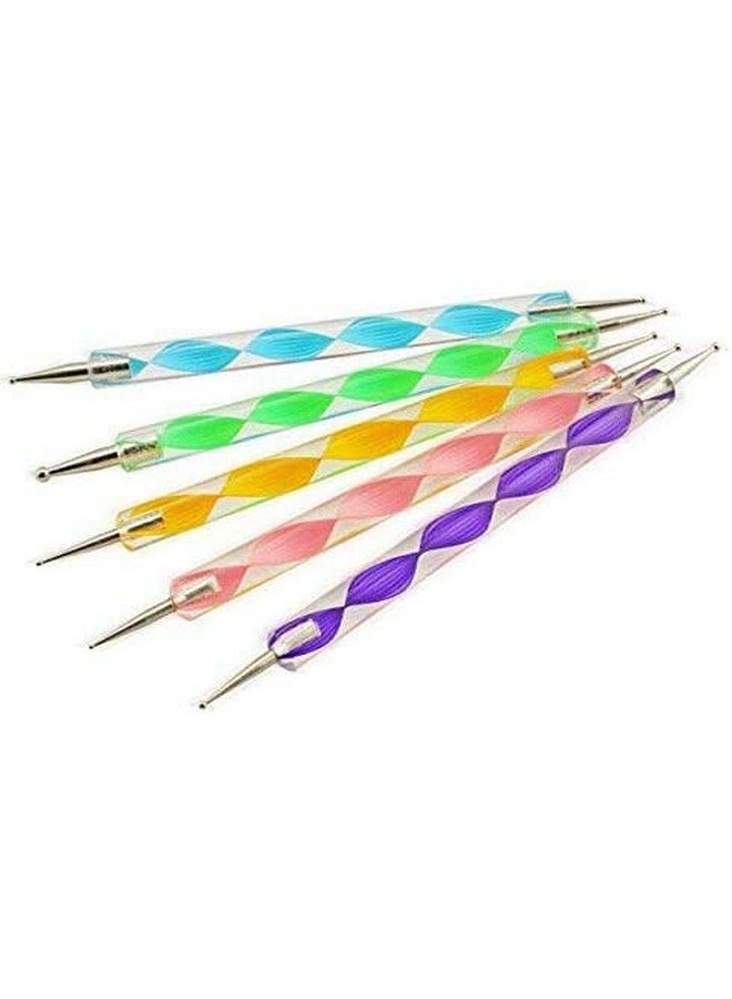 SHIVEXIM ® 5 pieces Nail Art Dotting Marbleizing Tool Pen for Nail Decoration Stamping (Multicolour) - Image 1