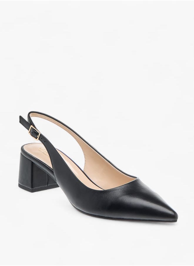 Celeste Womens Solid Slingback Shoes With Block Heels And Buckle Closure  - Image 1