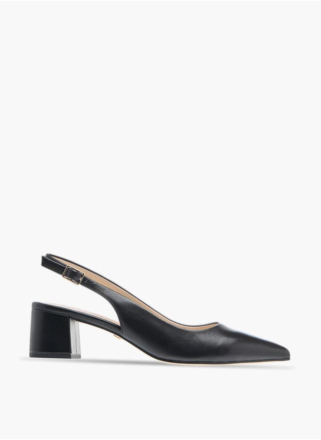 Celeste Womens Solid Slingback Shoes With Block Heels And Buckle Closure  - Image 3