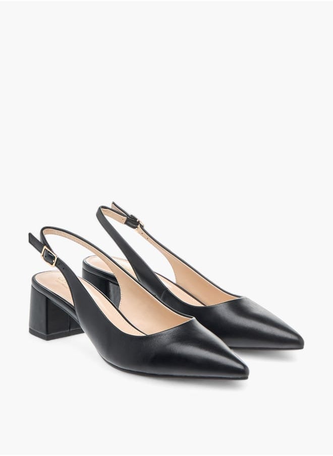 Celeste Womens Solid Slingback Shoes With Block Heels And Buckle Closure  - Image 2