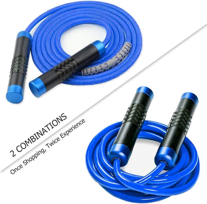Redify Weighted Jump Rope for Workout Fitness(1LB), Tangle-Free Ball Bearing Rapid Speed Skipping Rope for MMA Boxing Weight-loss,Aluminum Handle Adjustable Length 9MM Fabric Cotton+9MM Solid PVC Rope - Image 2